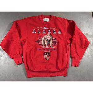 VTG Alaska Last Frontier Grizzly Bear Galt Sand Heavyweight Sweatshirt Large